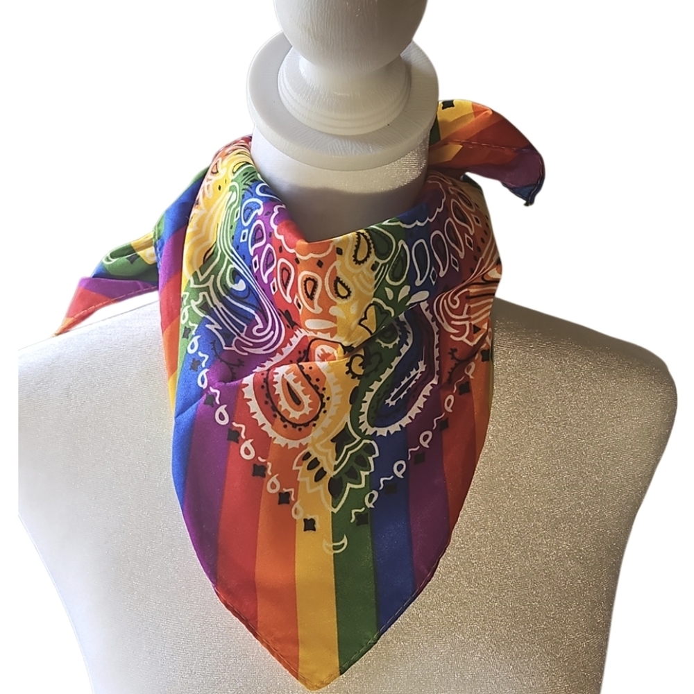 Bandana Hair Accessories Rainbow multicolored LGBTQIA+ Pride Square shaped - Picture 5 of 17